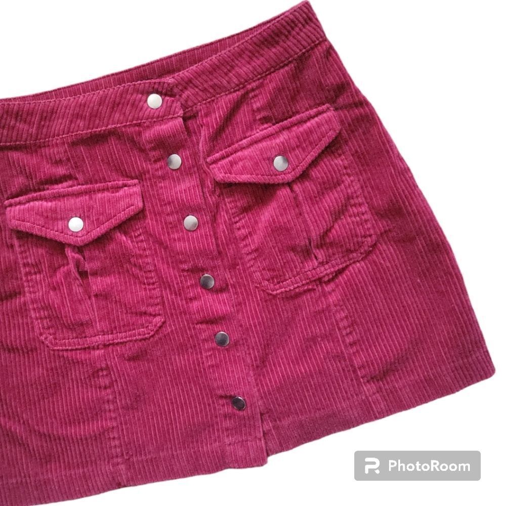 Forever 21 Red Corduroy Button Front Skirt - L